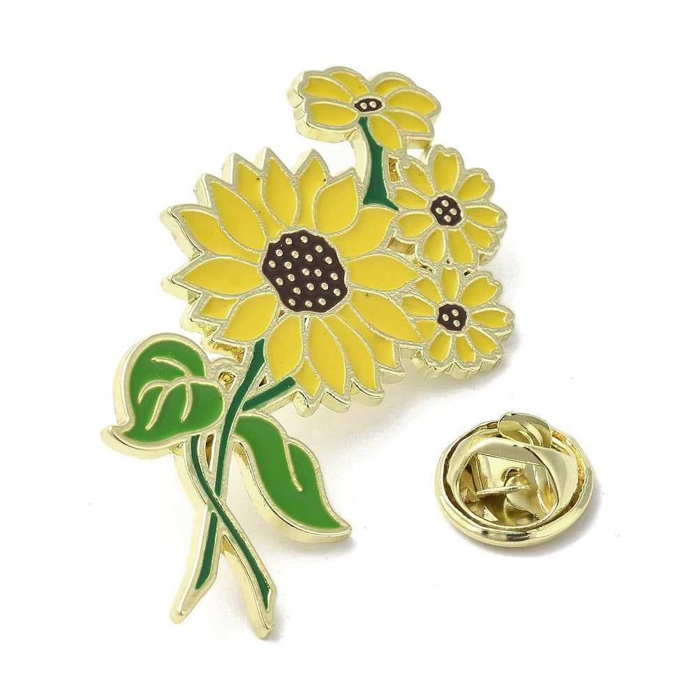 Yellow flowers enamel pin