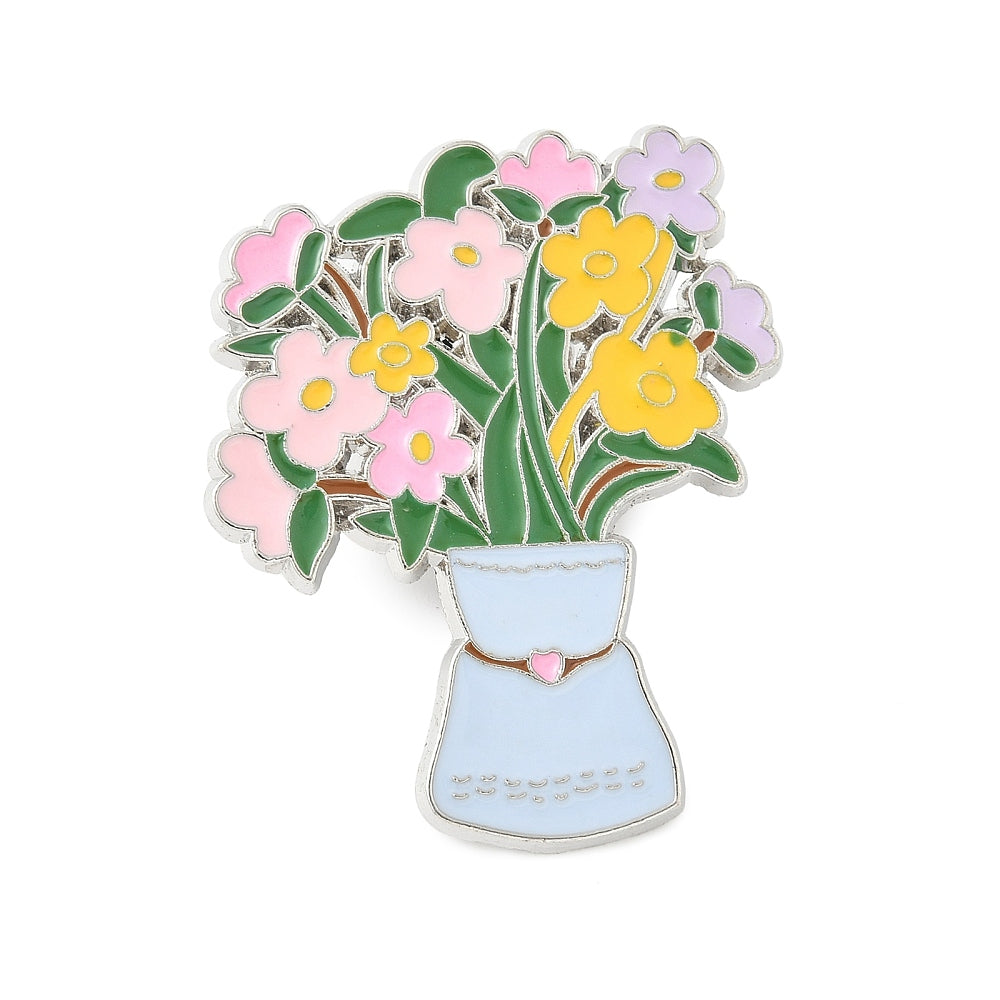 Flower bouquet vase enamel pin