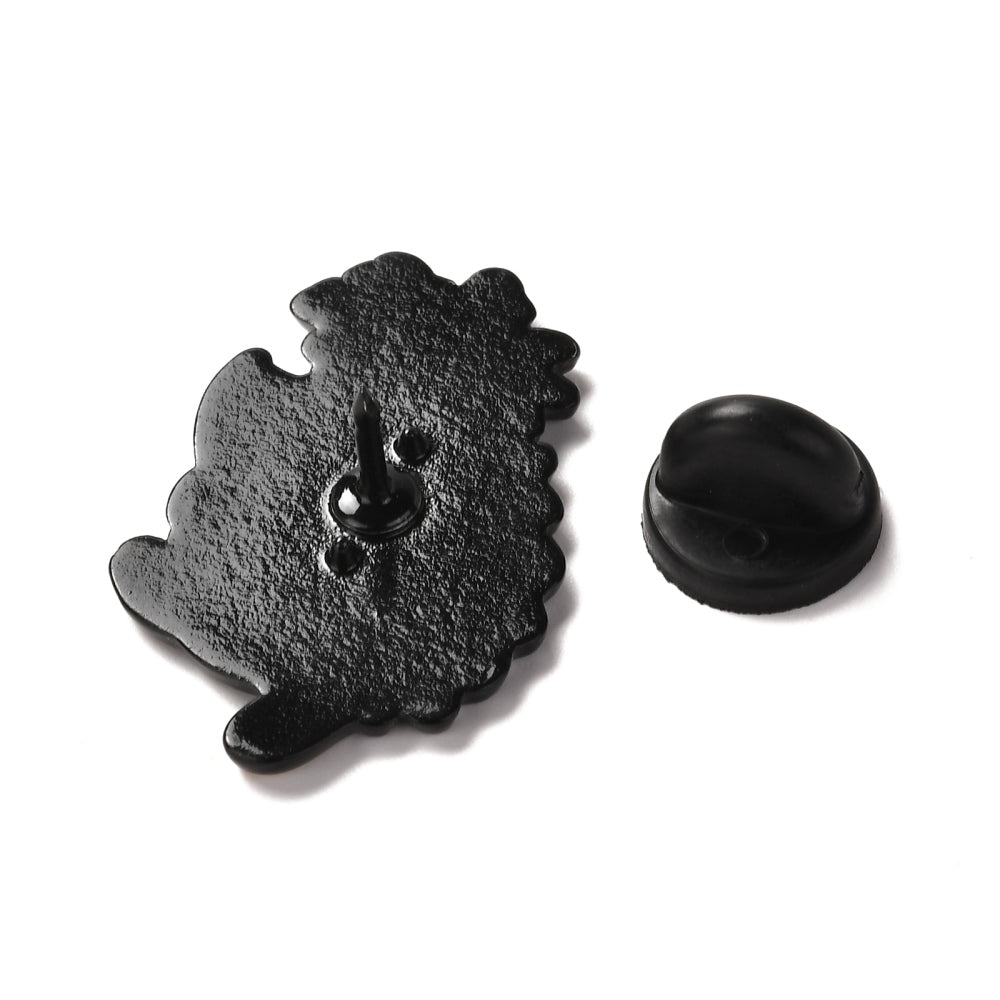 Hedgehog with white flower enamel pin