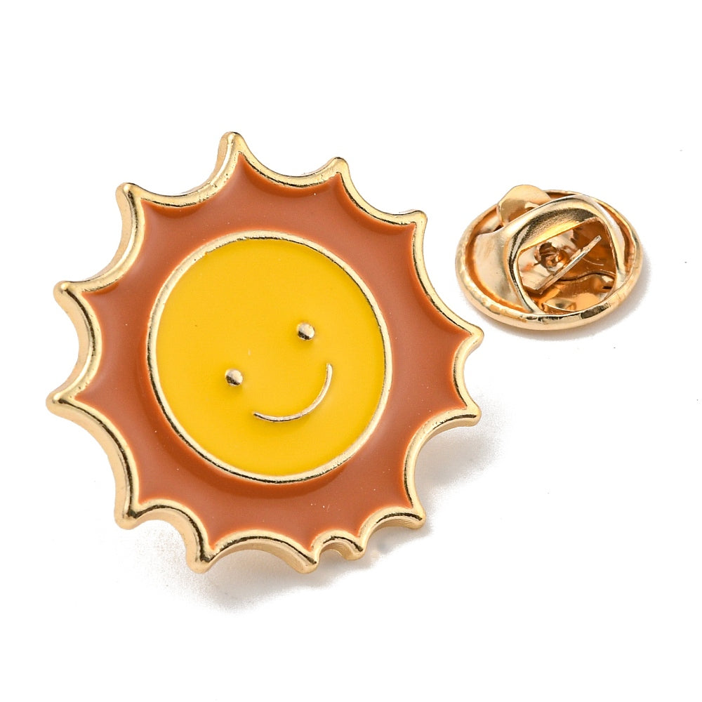 Smiling summer sun enamel pin