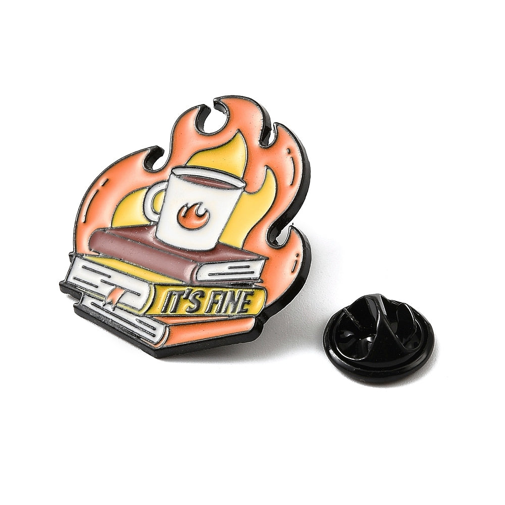 This is fine books enamel pin
