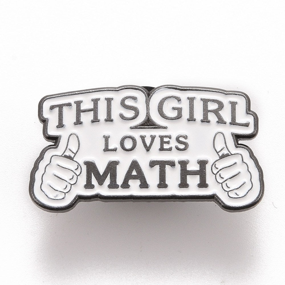 'This girl loves math' enamel pin