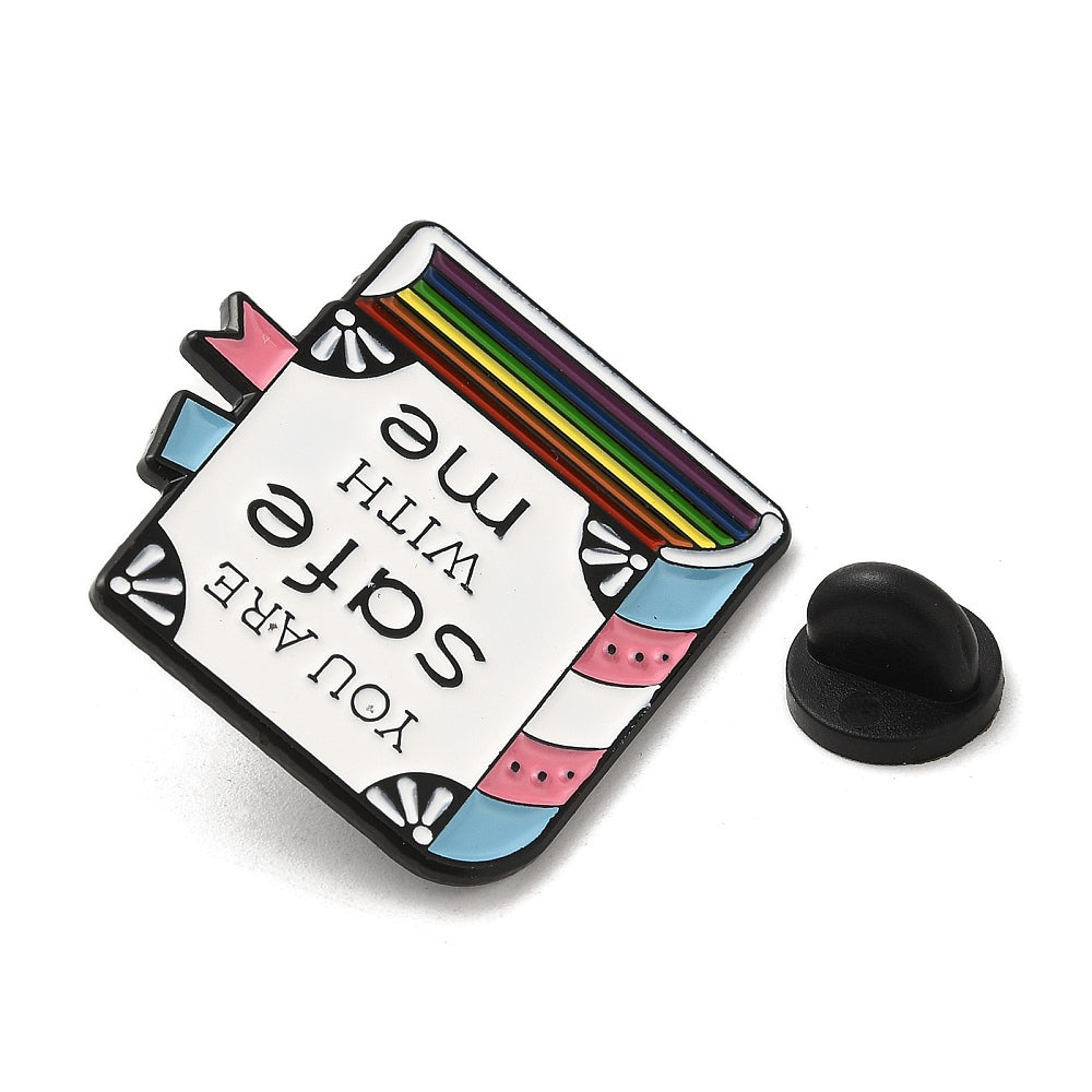 'You are safe with me' enamel pin