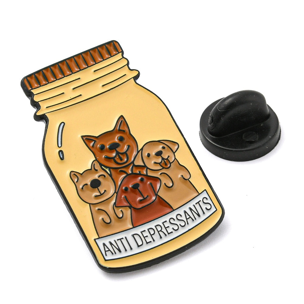 'Anti depressants' dogs enamel pin