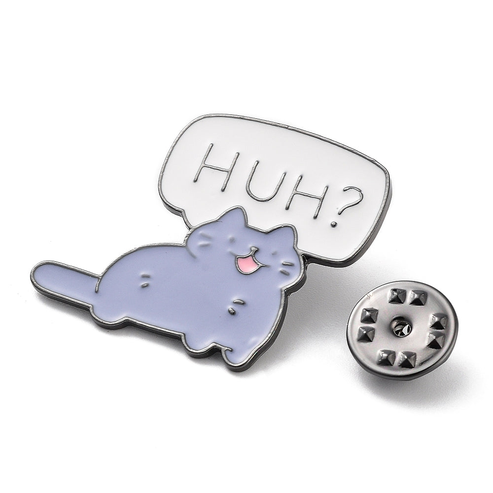 'huh?' cat enamel pin