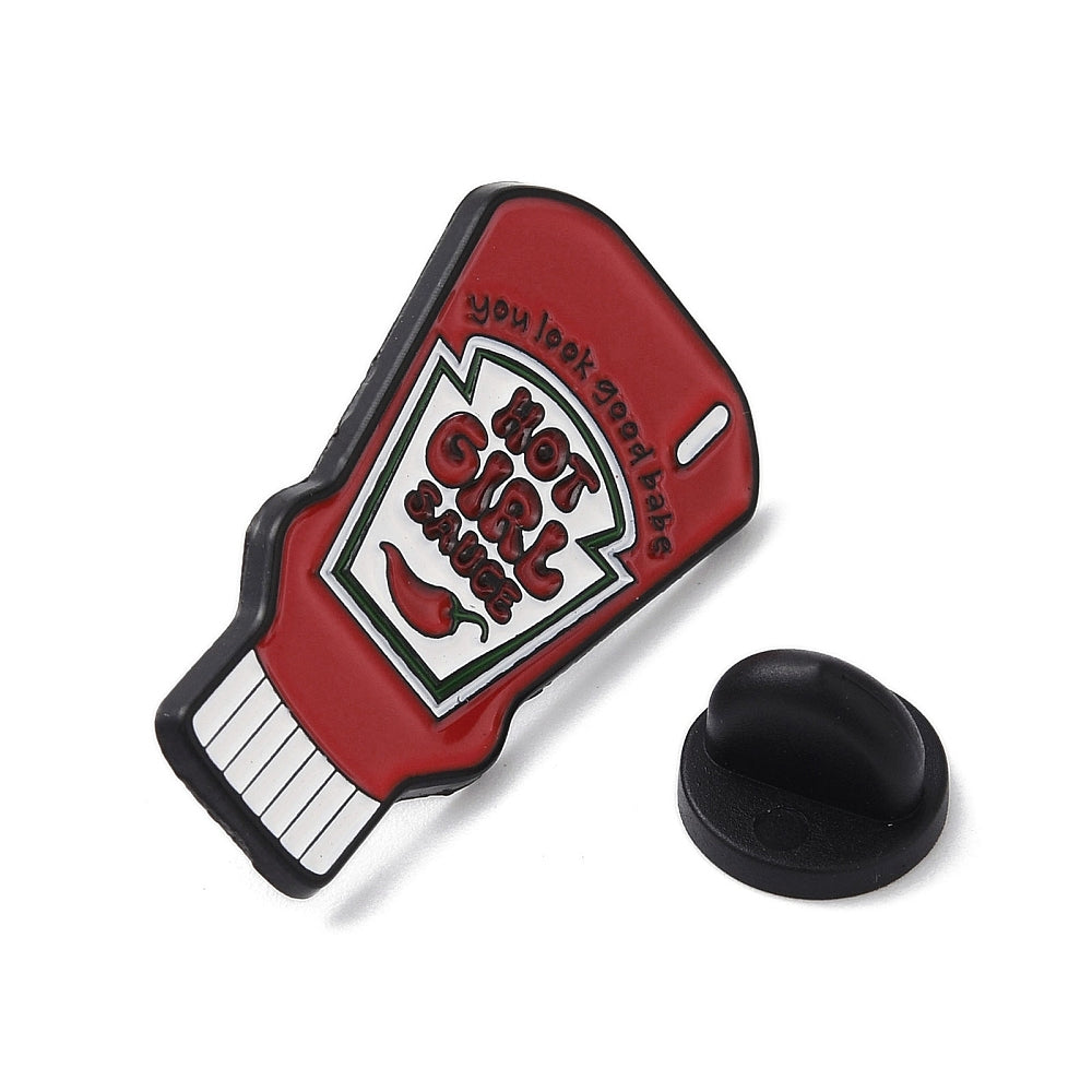 'hot girl sauce' enamel pin