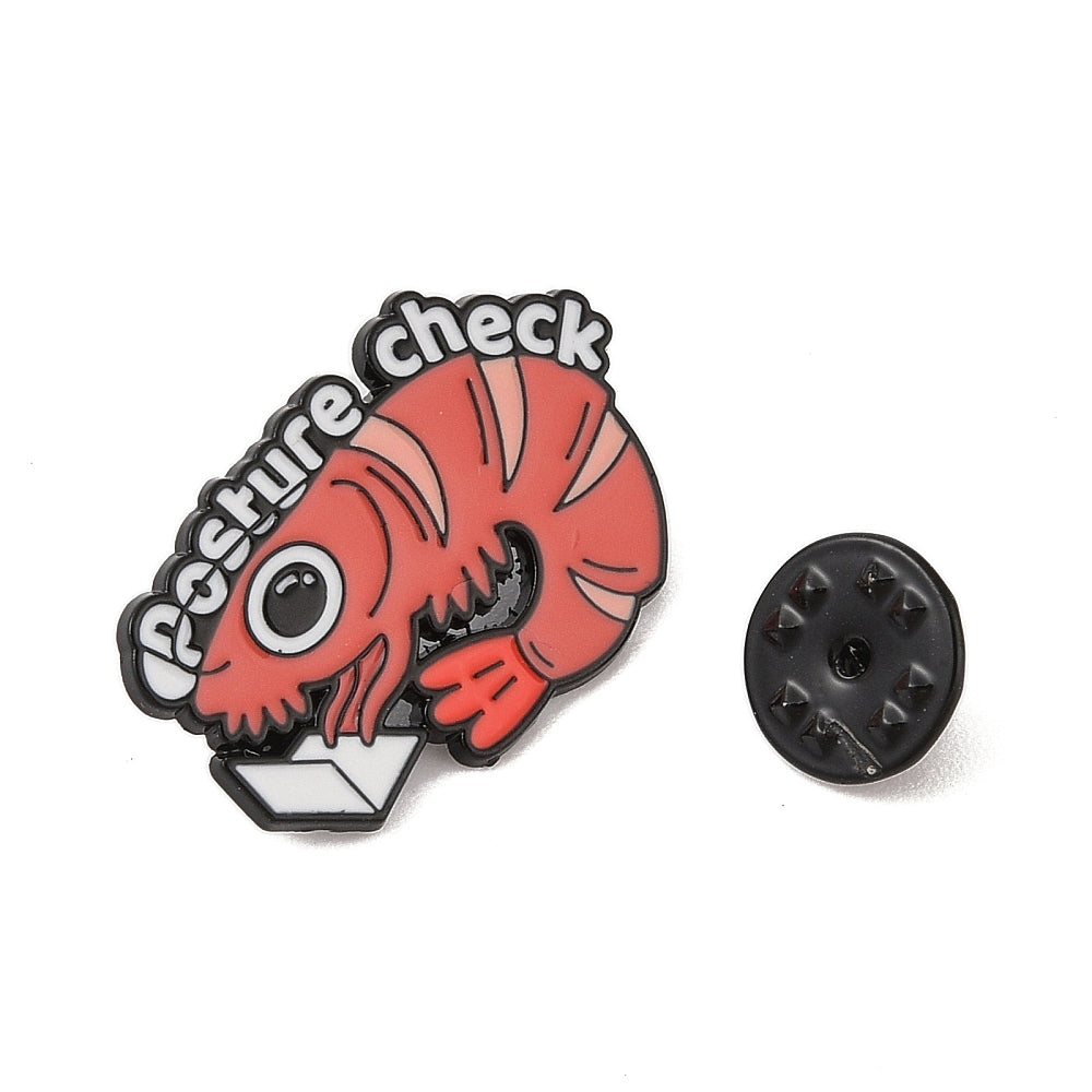 'Posture check' prawn enamel pin