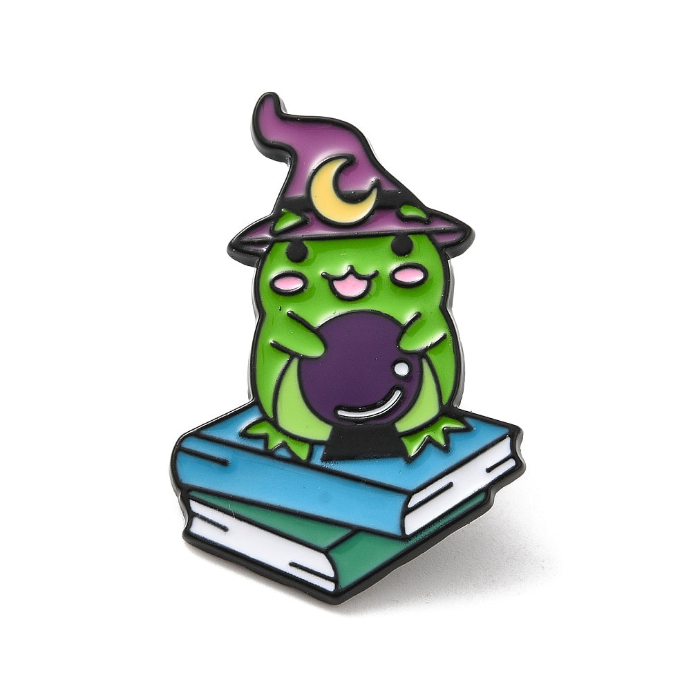 Witch wizard frog crystal ball enamel pin