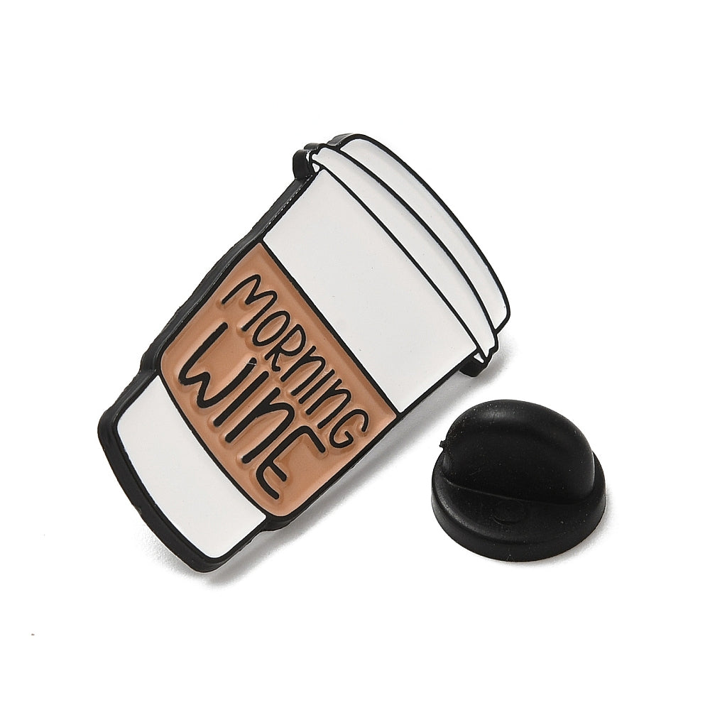 'Morning wine' coffee enamel pin