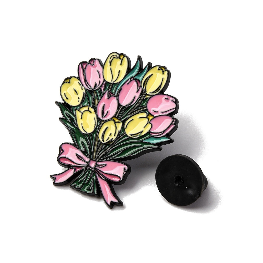 Tulip bouquet enamel pin