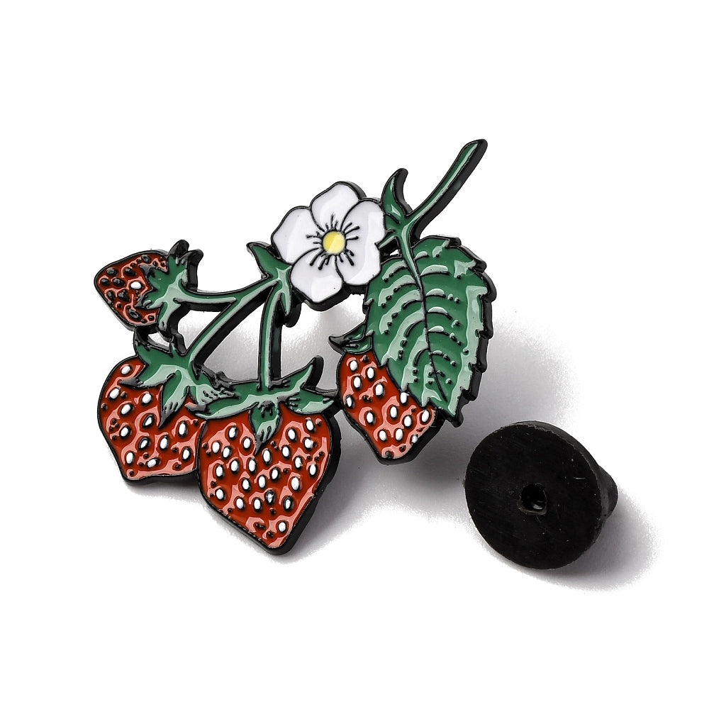 Strawberry vine enamel pin