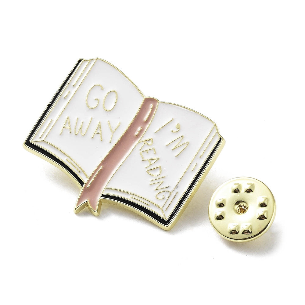 'Go away I'm reading' enamel pin