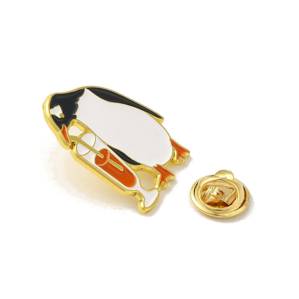 Penguin drinking cocktail enamel pin