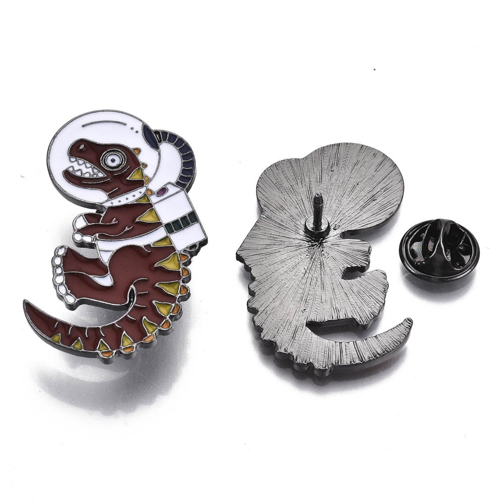 Space dinosaur enamel pin