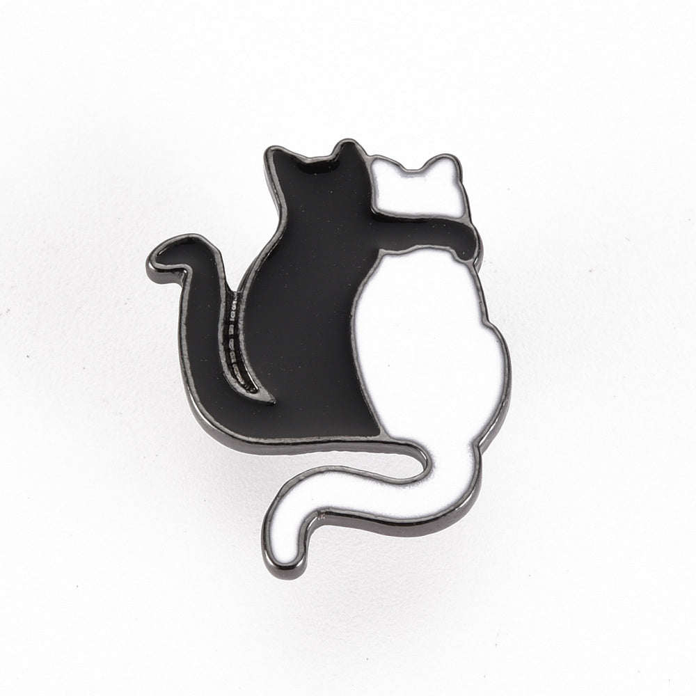Hugging cats enamel pin