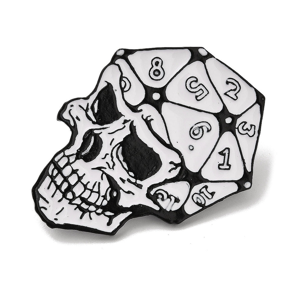 Skull die enamel pin