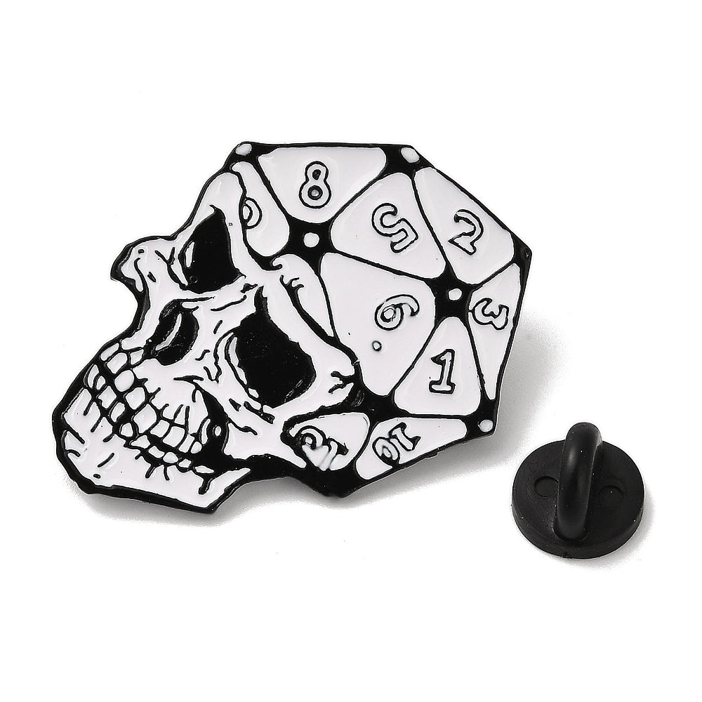 Skull die enamel pin