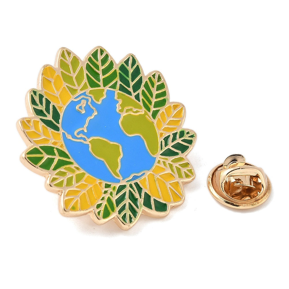 World globe enamel pin