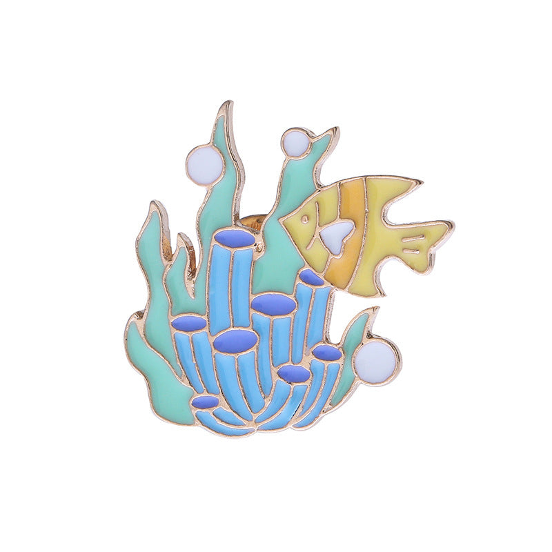 Fish coral reef enamel pin