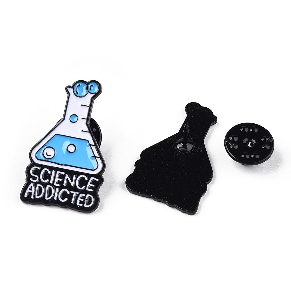 'science addicted' enamel pin