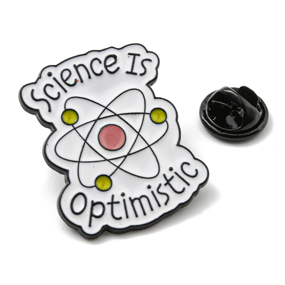 'science is optimistic' enamel pin