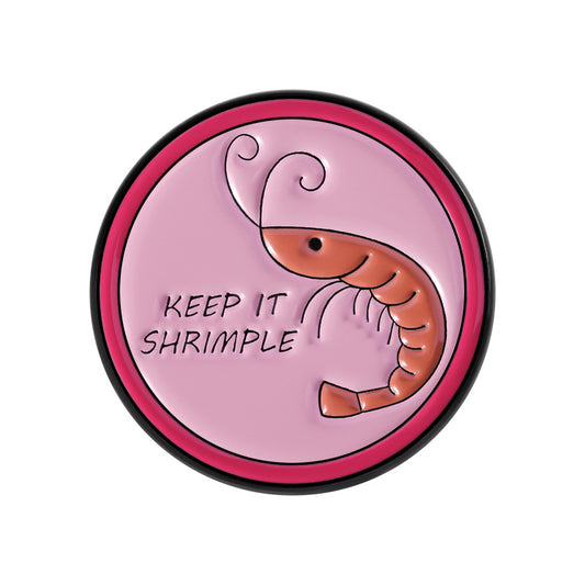 'Keep is shrimple' enamel pin