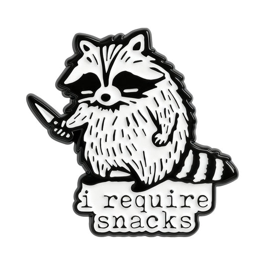'I require snacks' enamel pin