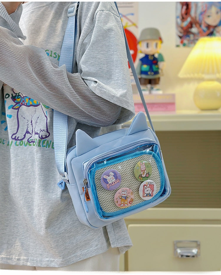 Pin Display Crossbody Bag – Cat Ear Style