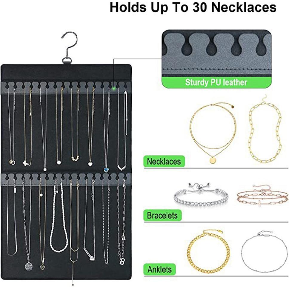 Felt Double-Sided Hanging Jewellery Roll – Black