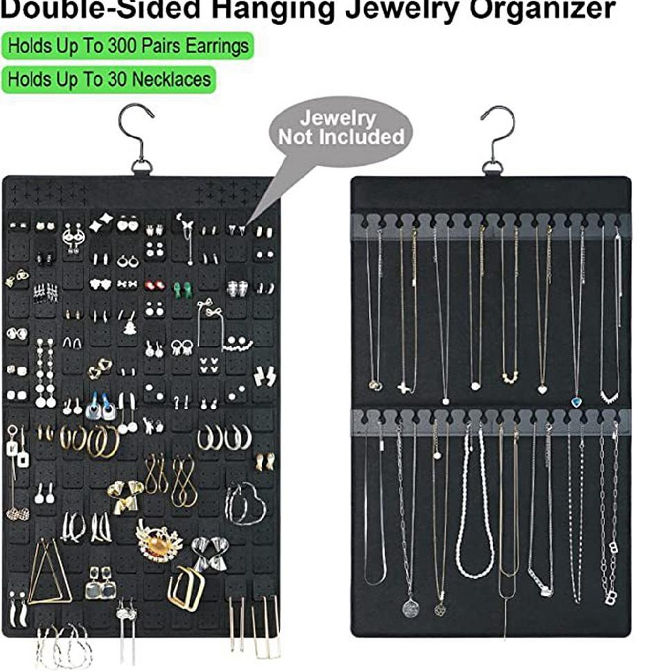 Felt Double-Sided Hanging Jewellery Roll – Black