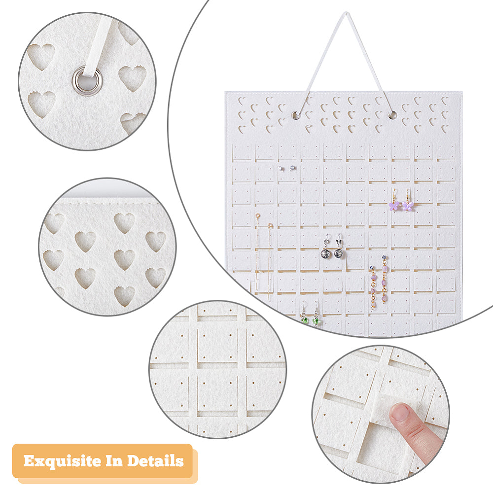 Felt Hanging Earring Storage Bag – Rectangle (Old Lace)