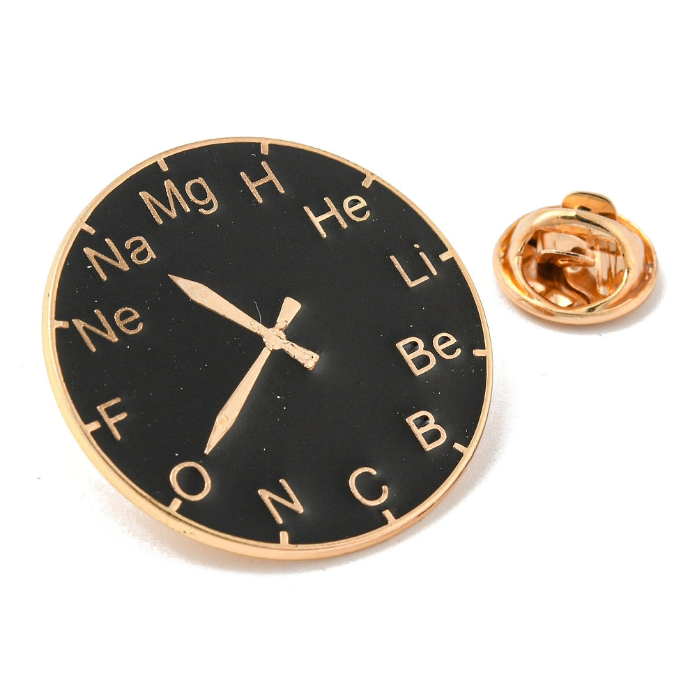 Element clock enamel pin