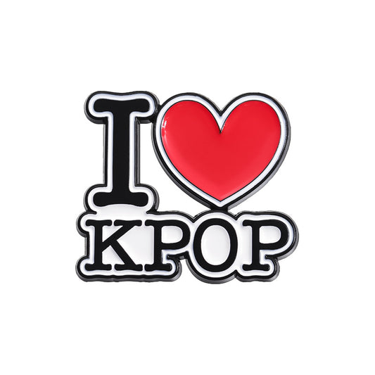 'I heart K pop' enamel pin