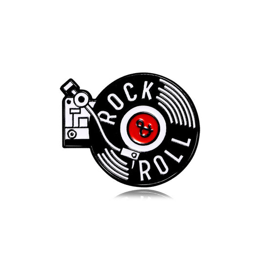 Rock & roll record player enamel pin