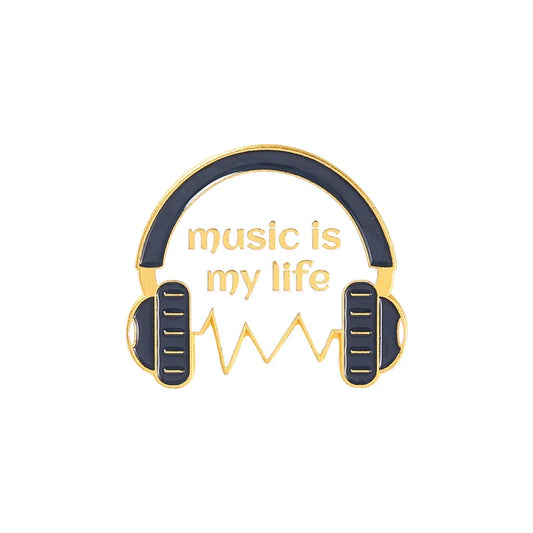 'music is my life' enamel pin