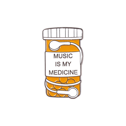 'Music is my medicine' enamel pin