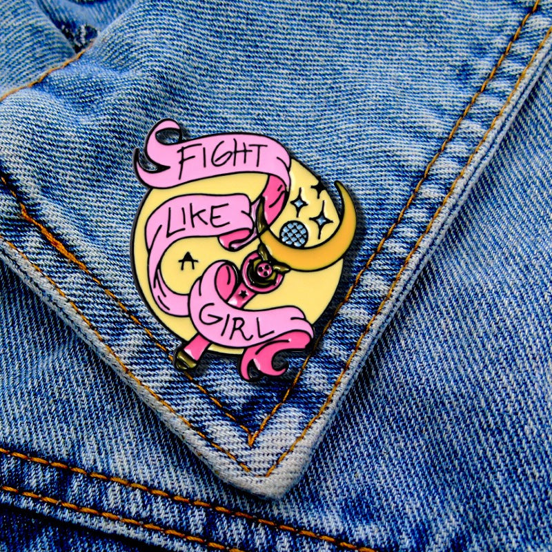 'Fight like a girl' enamel pin