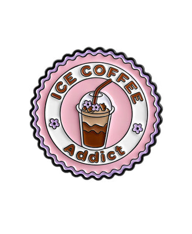 'Iced coffee addict' enamel pin