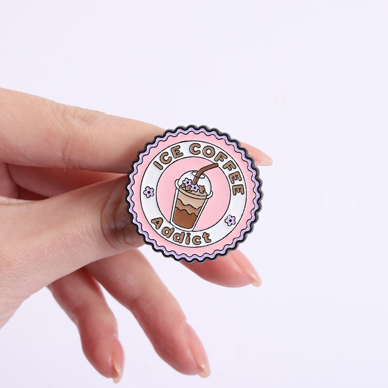 'Iced coffee addict' enamel pin