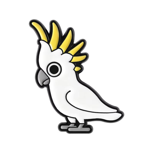 Cockatoo bird white enamel pin