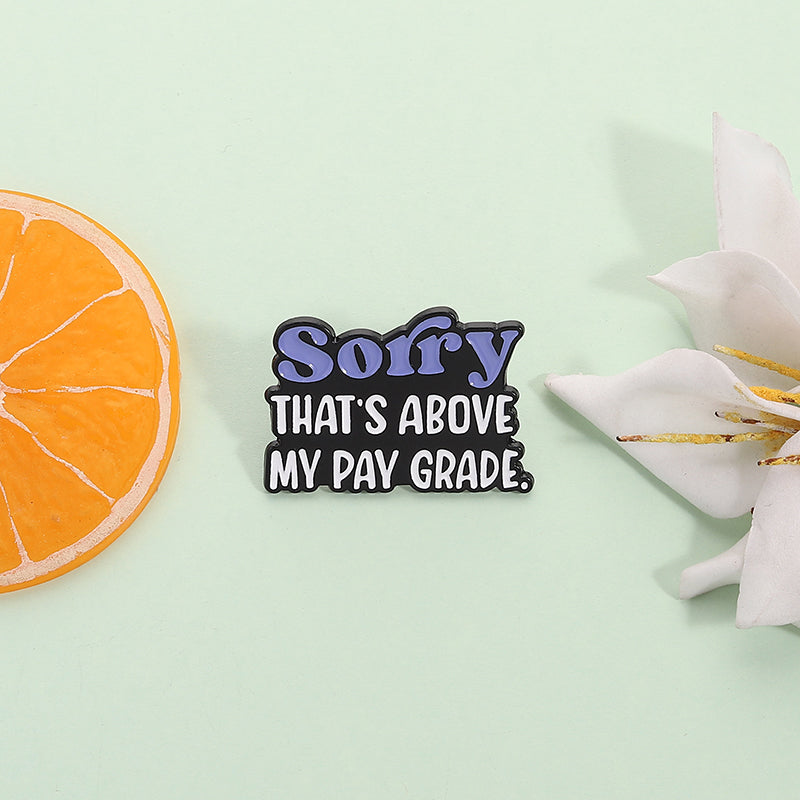 'Sorry that's above my pay grade enamel pin