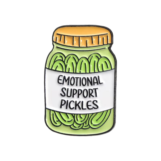 'Emotional support pickles' enamel pin