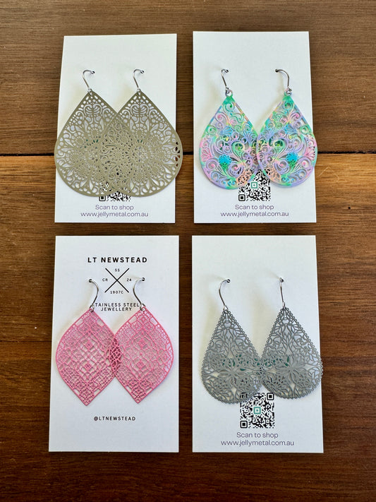 Earring pack #3 - pink teardrops
