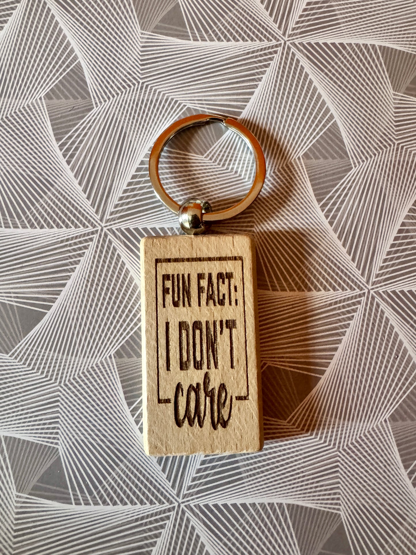 Fun fact: I don't care - Wooden Keyring