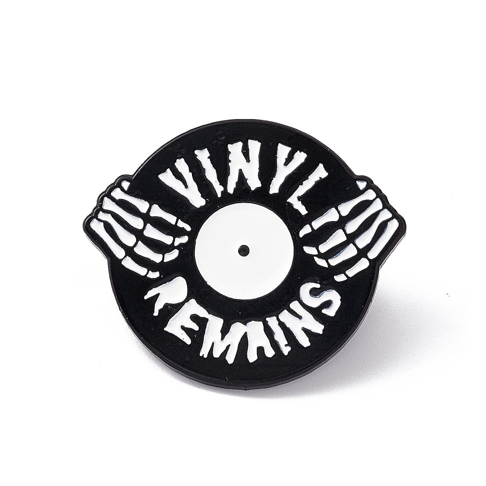 'Vinyl remains' record enamel pin