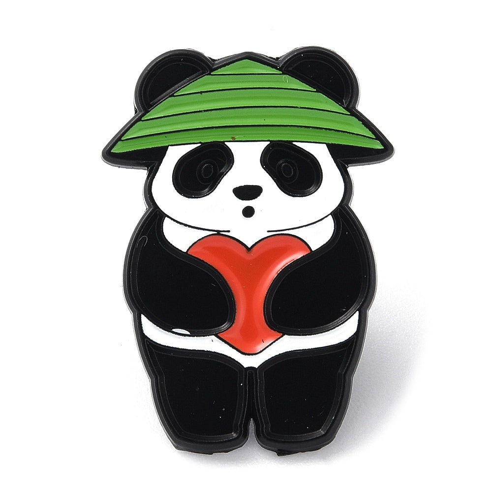 Panda heart enamel pin