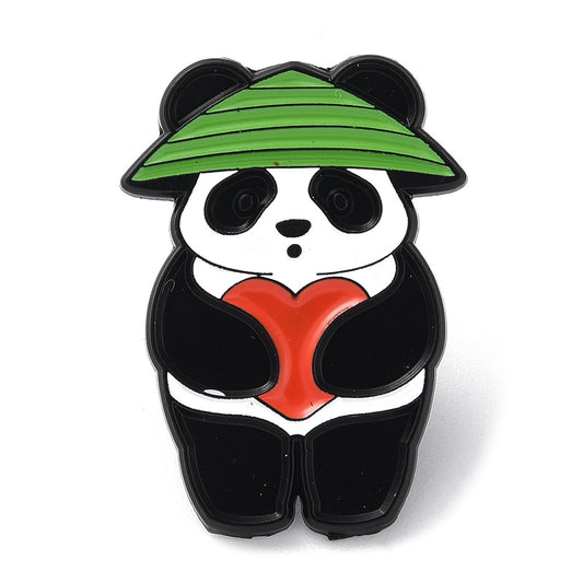 Panda heart enamel pin