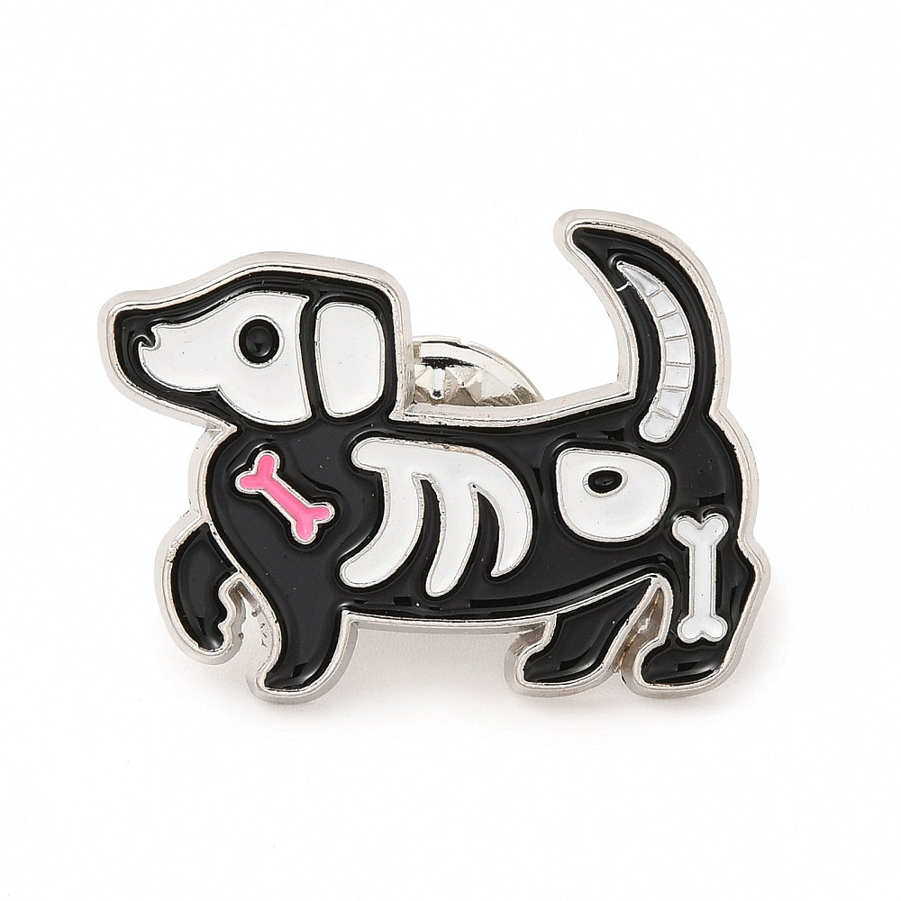 Dog skeleton enamel pin