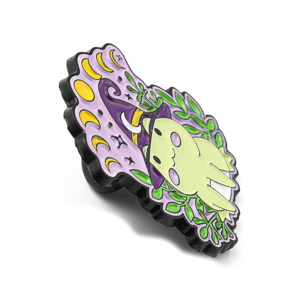 Frog wearing witch wizard hat enamel pin