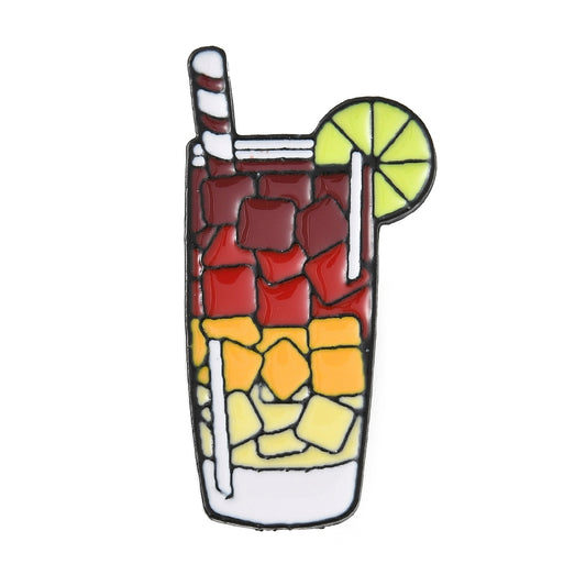 Layered cocktail drink enamel pin